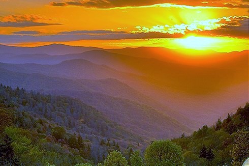 Sunrise Over Oconaluftee Valley Overlook